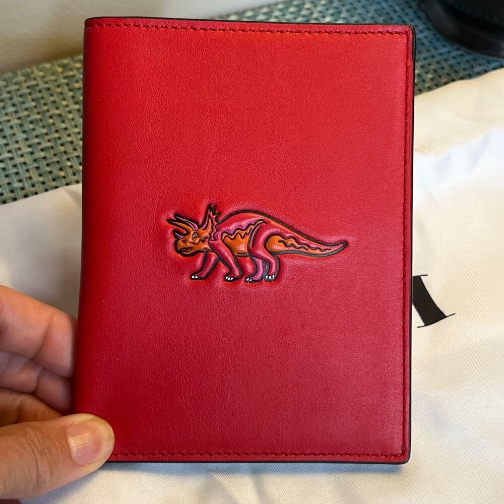 Coach Red Leather Passport Case with Triceratops - Picture 11 of 11